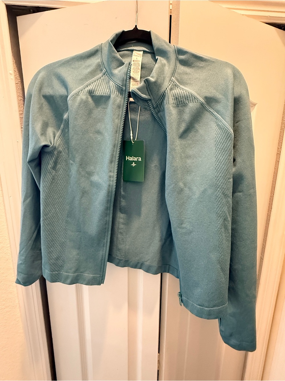 HALARA Teal Zip-Front Bomber Jacket